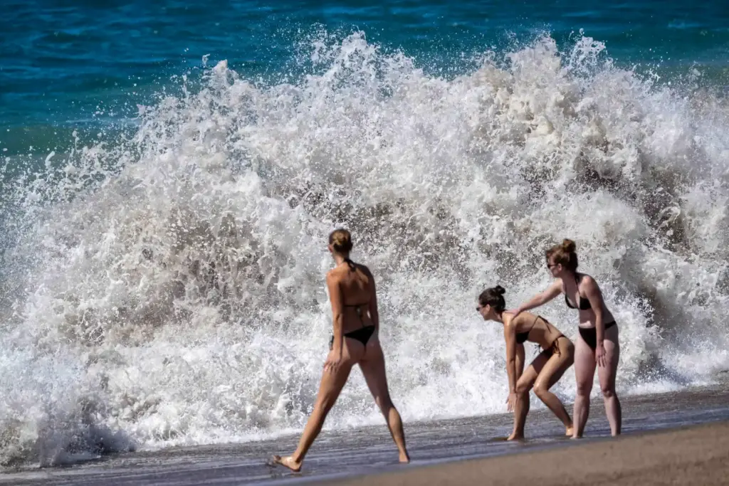 Large waves at Zuma Beach in Malibu, CA, on Monday,...