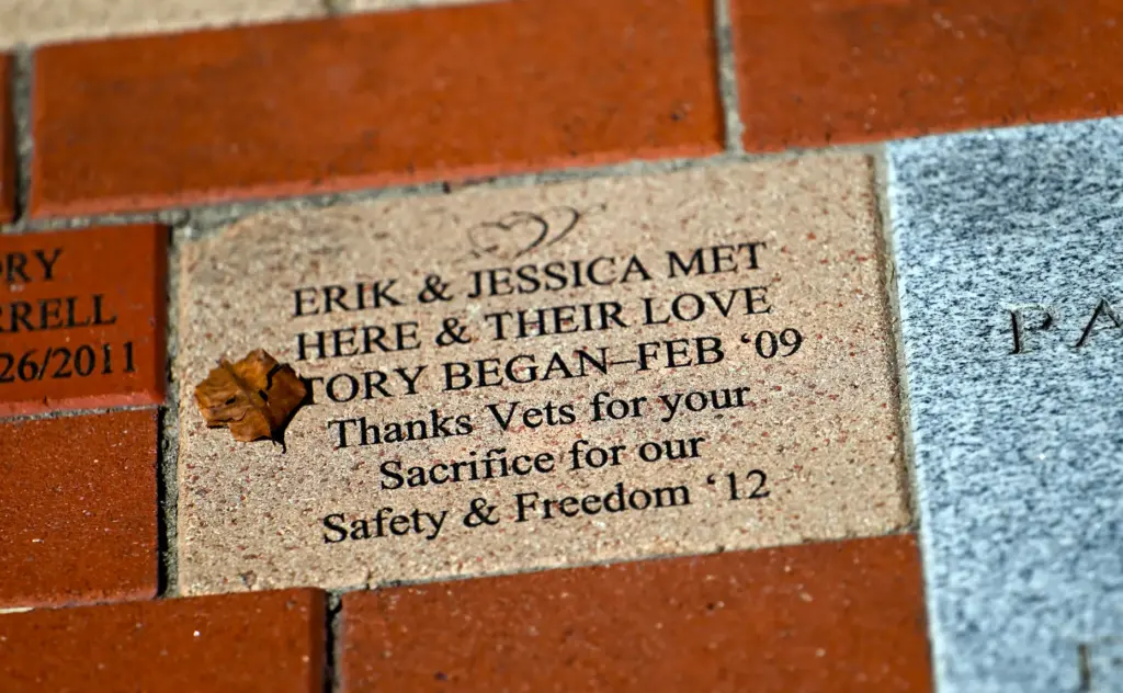A brick at the Heroes Memorial at Fenton City Park...