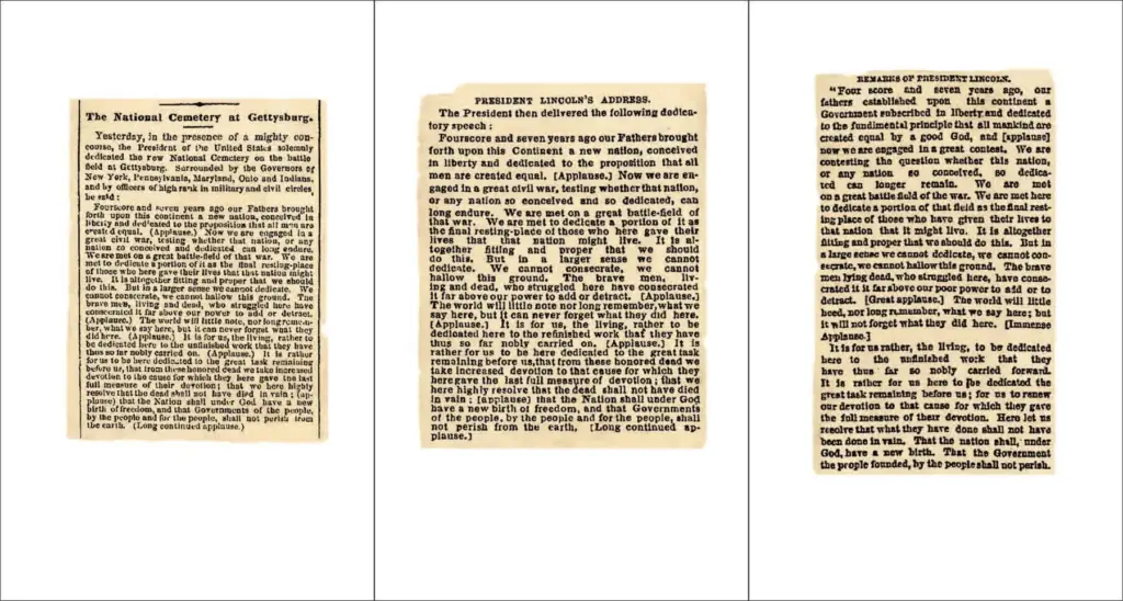 Three versions of the Gettysburg Address