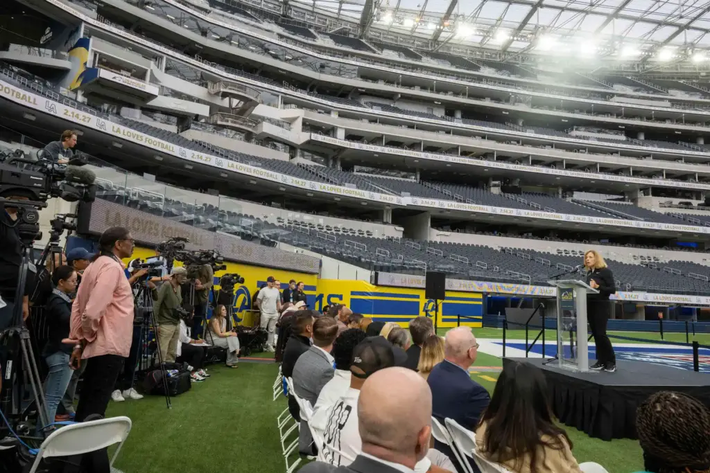LASEC President & CEO Kathryn Schloessman speaks during the Road...