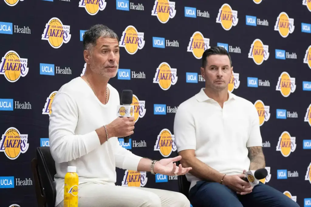 Lakers president of basketball operations and general manager Rob Pelinka,...