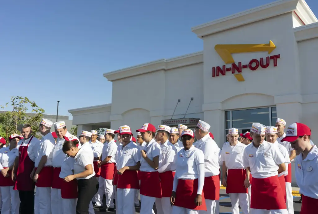 In-N-Out Burger employees the Great Park prepare to take a...