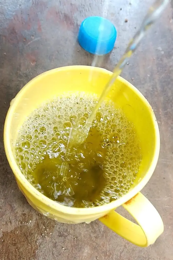 In this photo taken with a smartphone, a locally brewed...