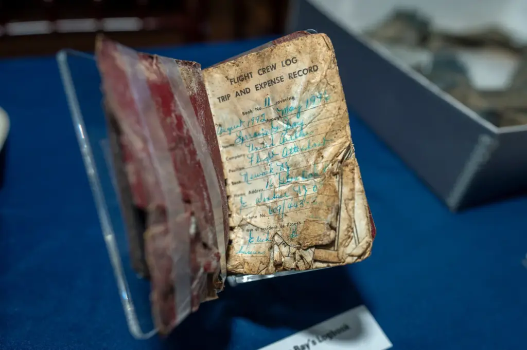 A log book recovered from the wreckage of United Airlines...