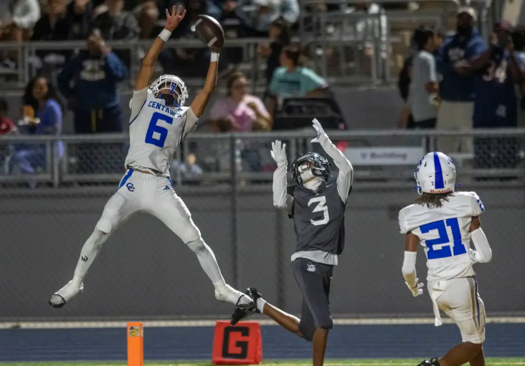Culver City’s Jonah Givens (6) breaks up a pass intended...