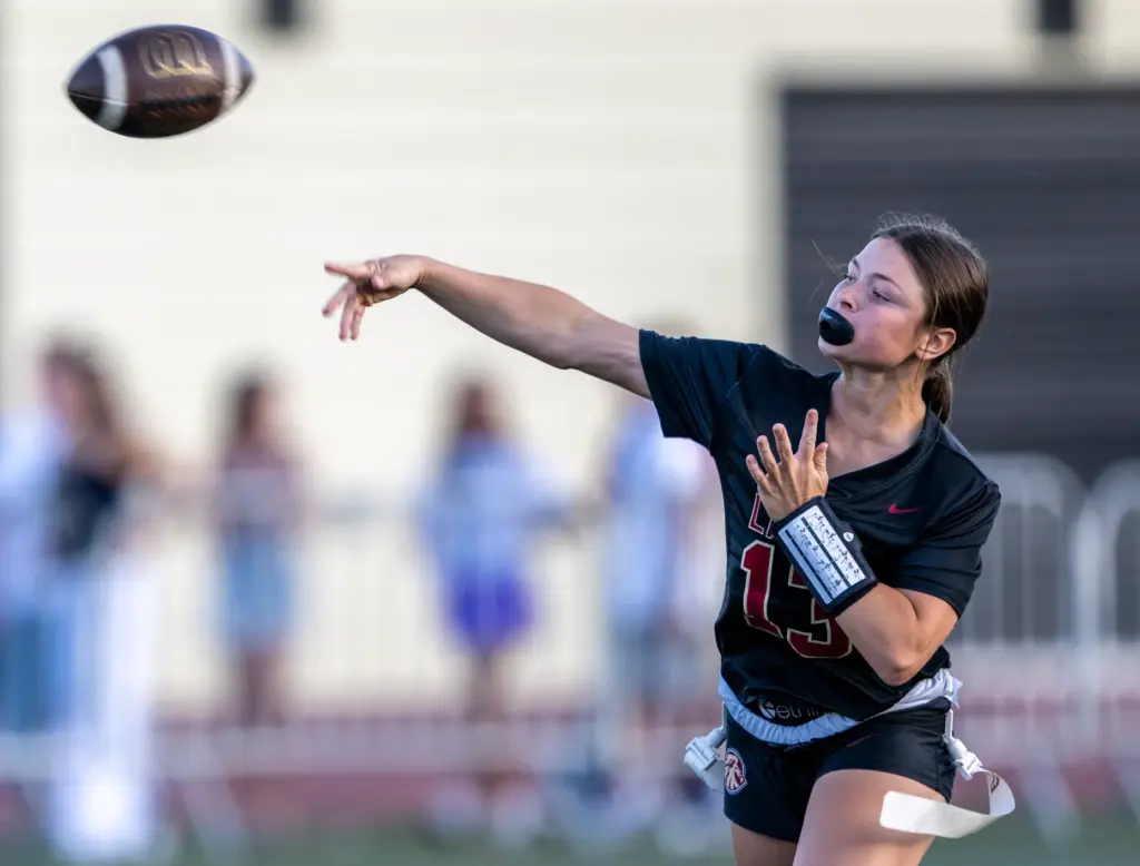 JSerra quarterback Kate Meier (13) throws the ball during a...