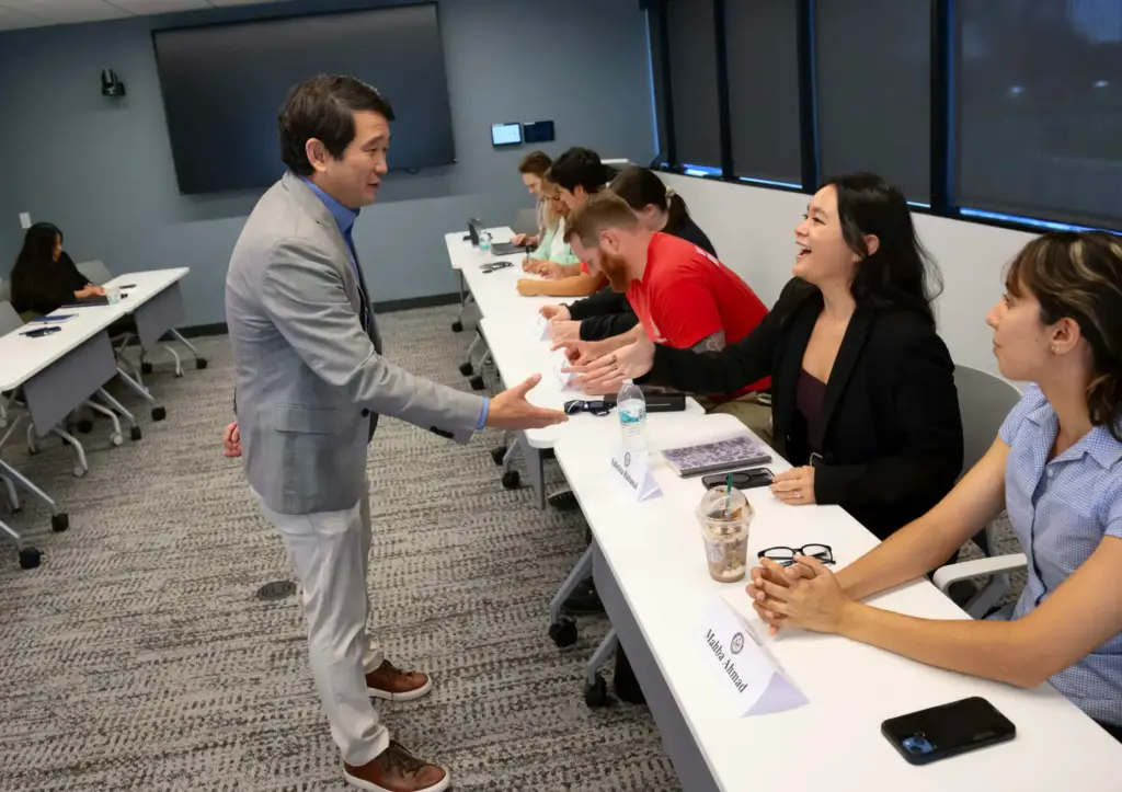 Congressman Dave Min of Californiaâs 47th Congressional District, meets working...