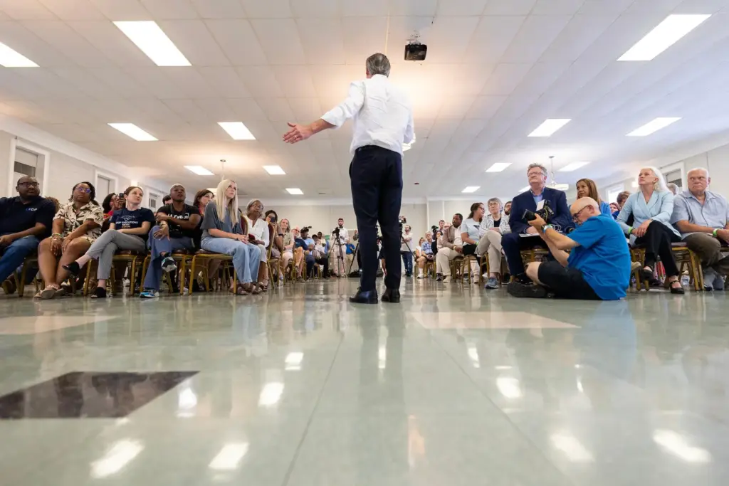 California Gov. Gavin Newsom speaks to supporters during a campaign...