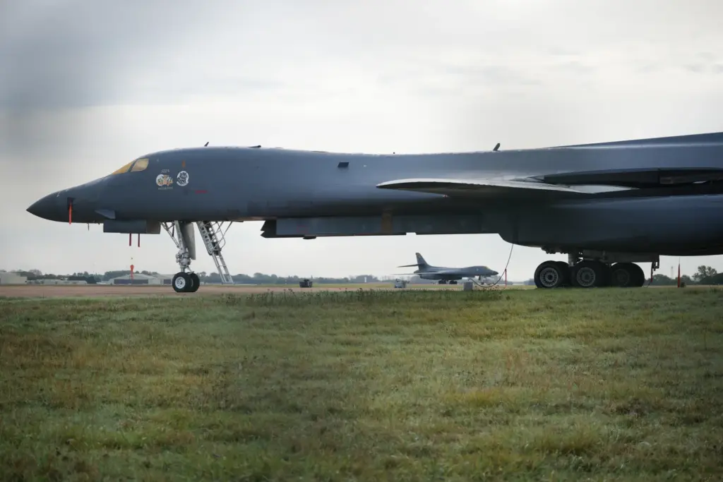 A B1 USAF bomber on the tarmac at RAF Fairford.