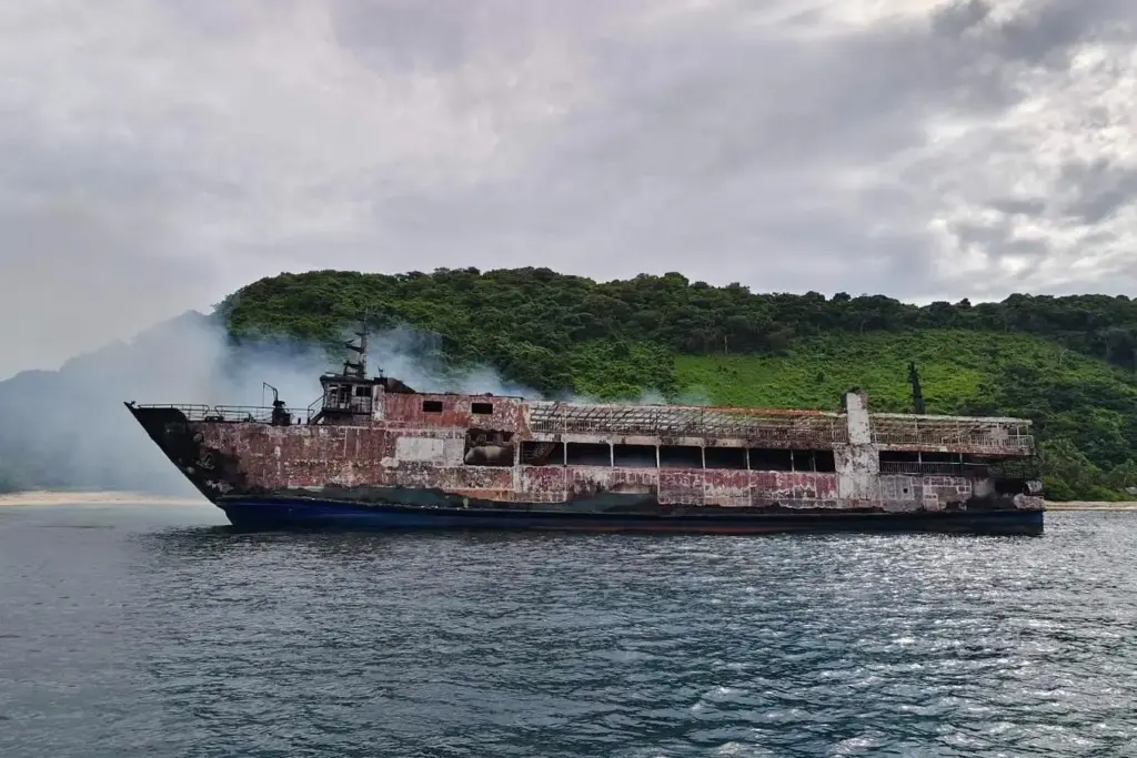 This photo provided by the Philippine Coast Guard, shows remains...