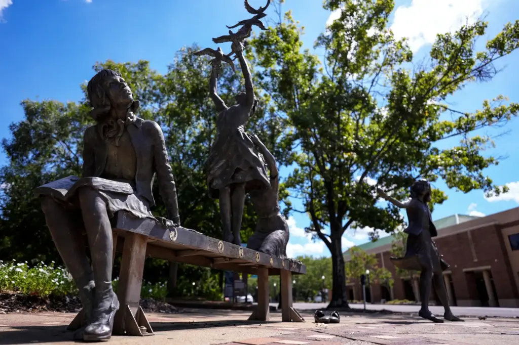 The statue named, “The Four Spirits,” is seen near the...