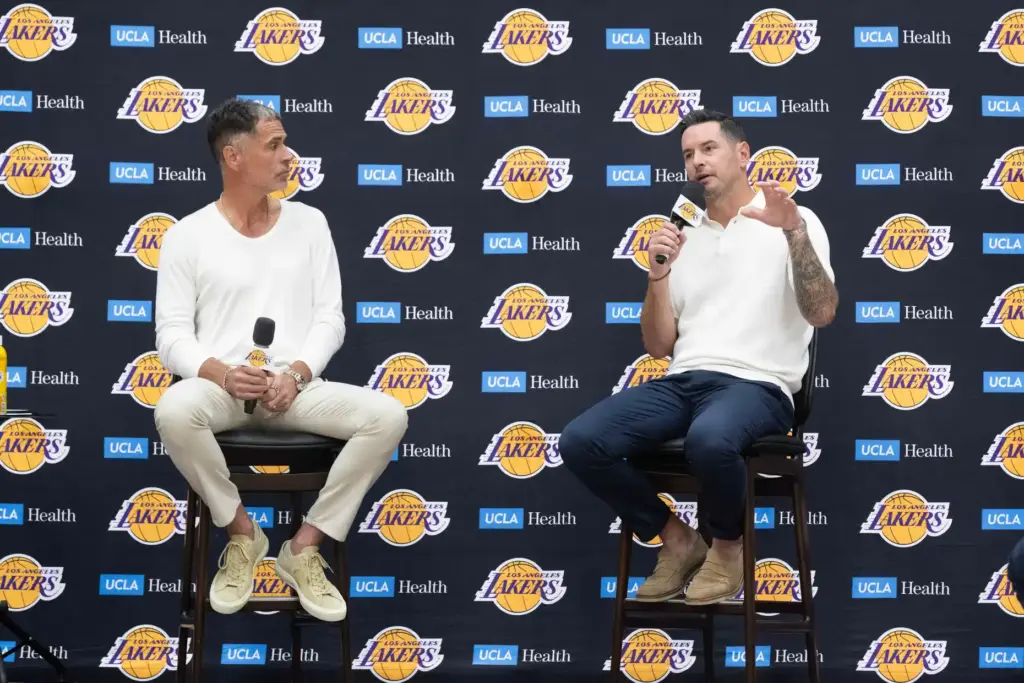 Lakers president of basketball operations and general manager Rob Pelinka,...