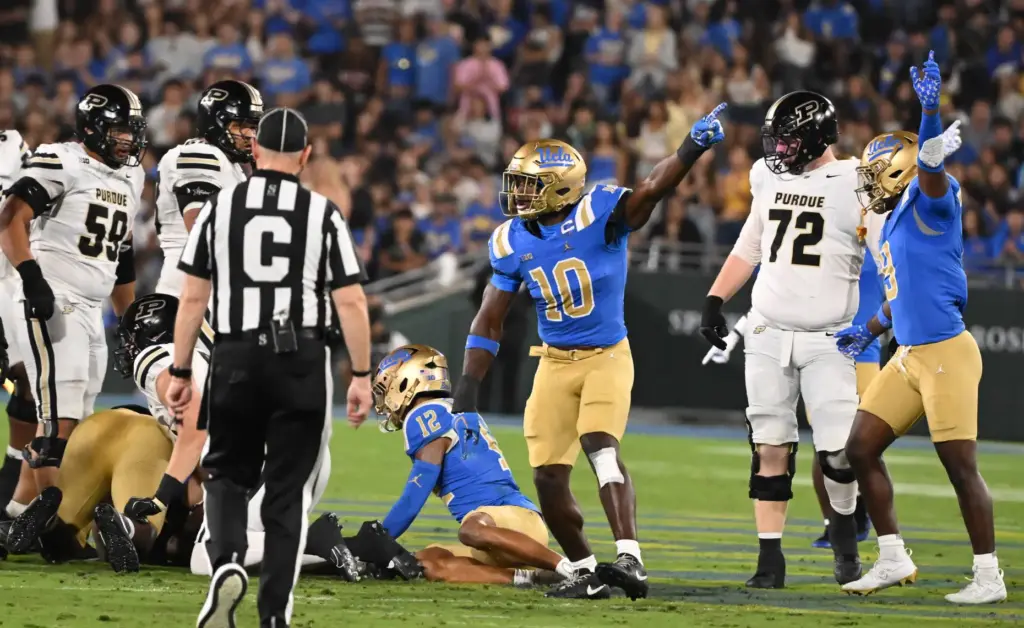 UCLA Bruins recover a Purdue Boilermakers fumble in the first...