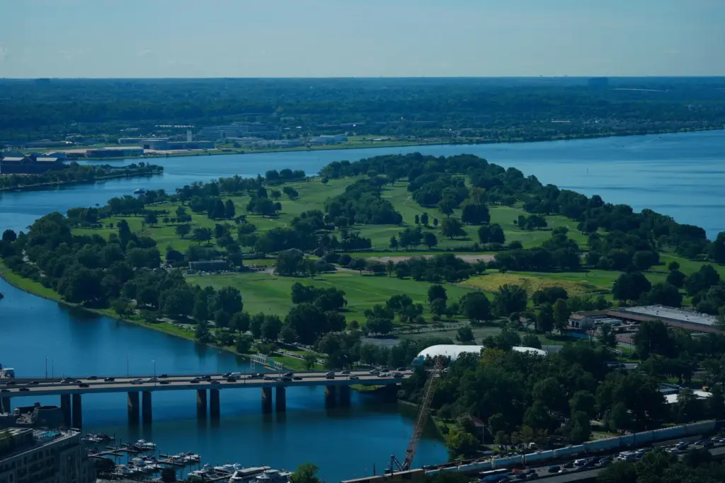 The East Potomac Park Golf Course is seen from the...