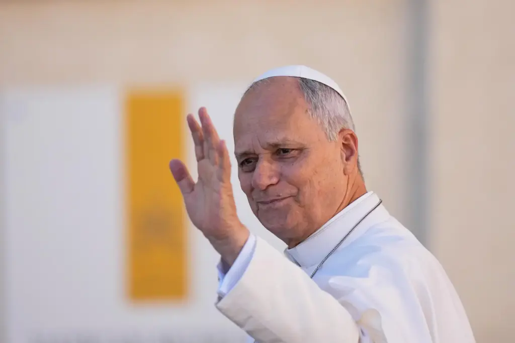 Pope Leo XIV arrives for his weekly general audience in St. Peter's Square.