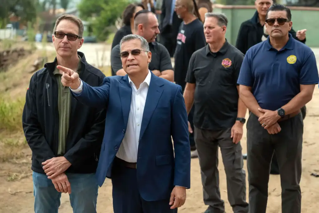 California gubernatorial candidate Xavier Becerra surveys a property before a...