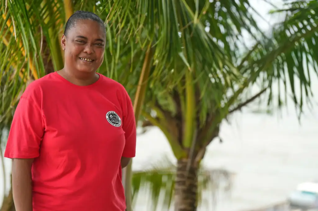 Melekeok state resident Bol Sebalt poses for a photo at the coastline in Melekeok, Palau.