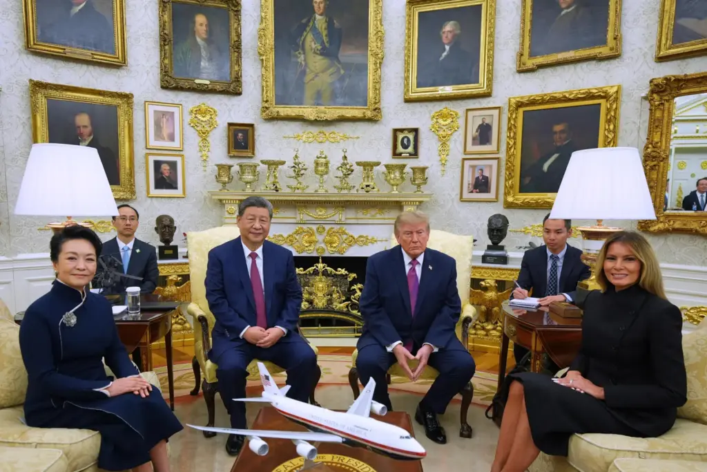 President Donald Trump, first lady Melania Trump, China’s President Xi...