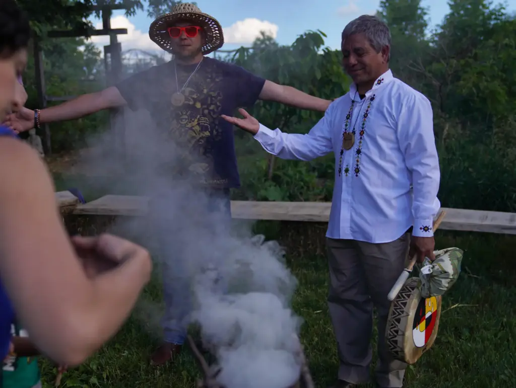 Reginaldo Haslett-Marroquin, a farmer and agronomist, participates in a solstice ceremony.