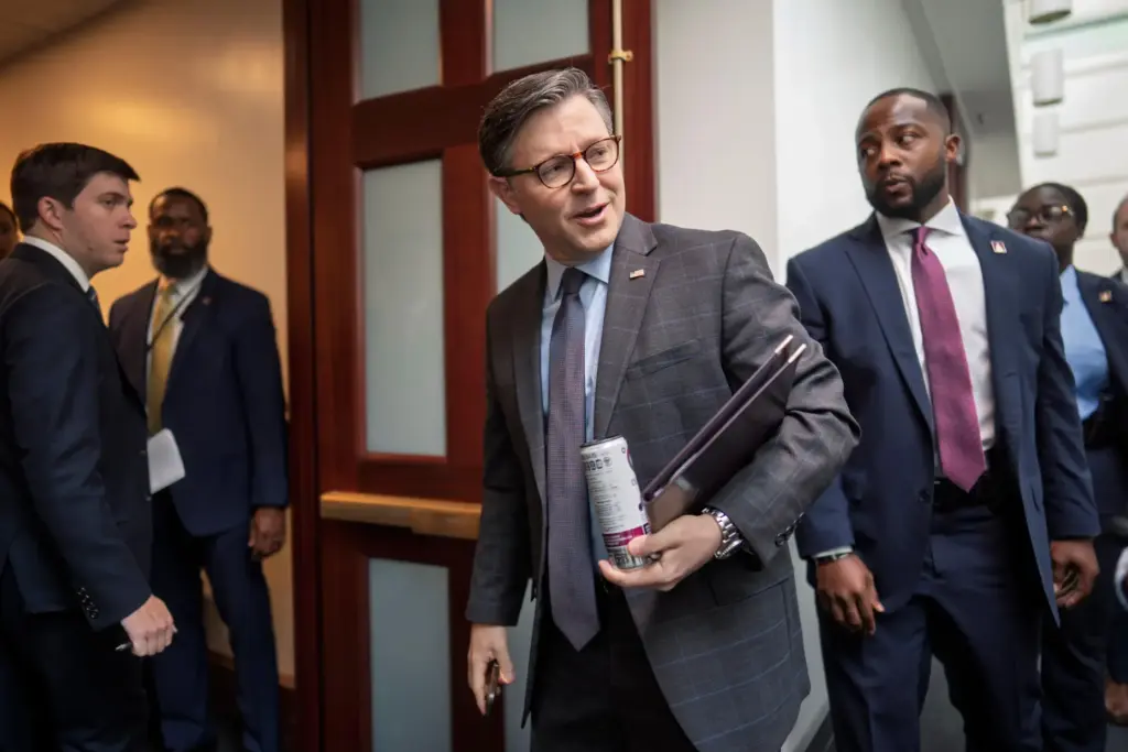 Speaker of the House Mike Johnson, R-La., arrives for a...
