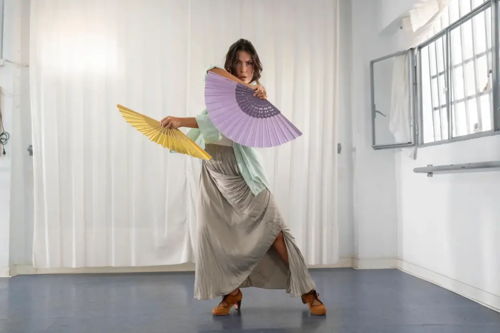 Carmen Torres, a professional flamenco dancer, rehearses a guajira.