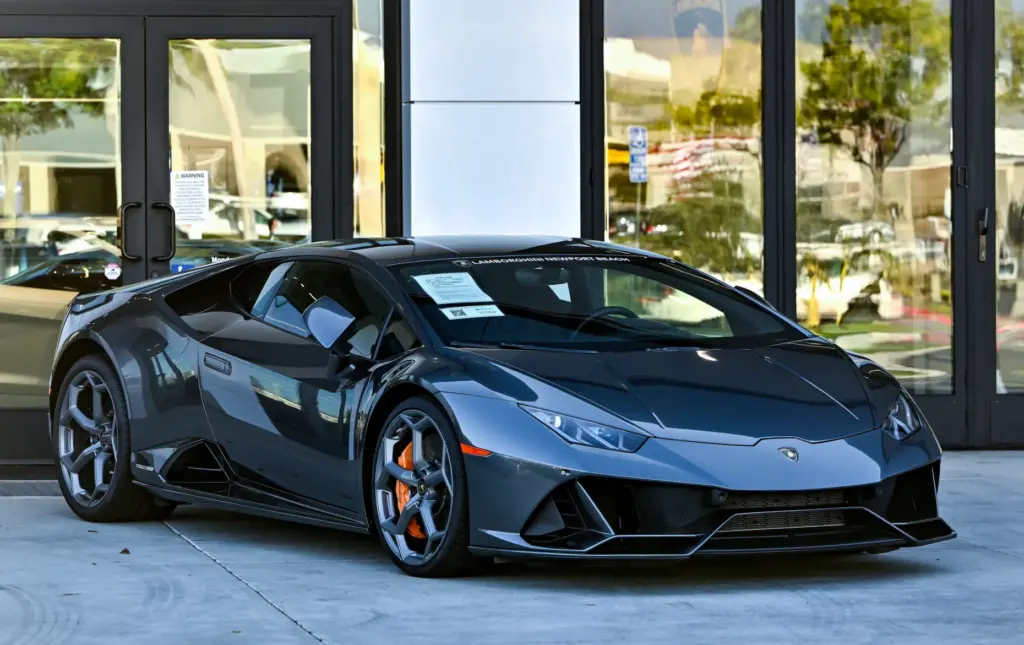 A Lamborghini Huracan worth $290,000 at Lamborghini Newport Beach in...