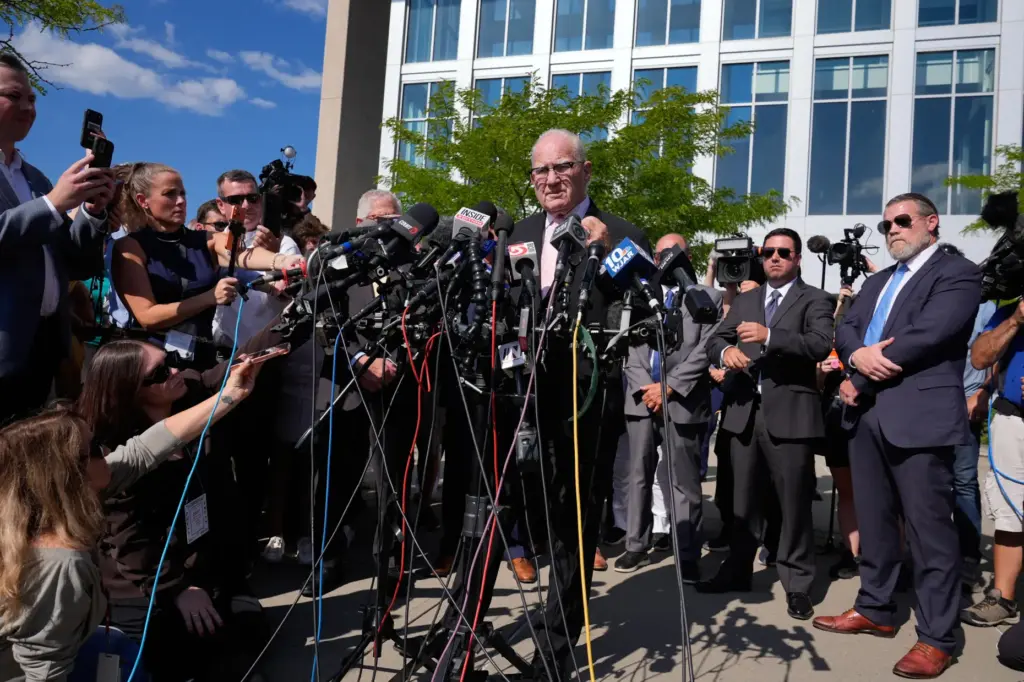 Lawyer Kevin Reddington speaks to media after the judge declared a mistrial in Lindsay Clancy's case.