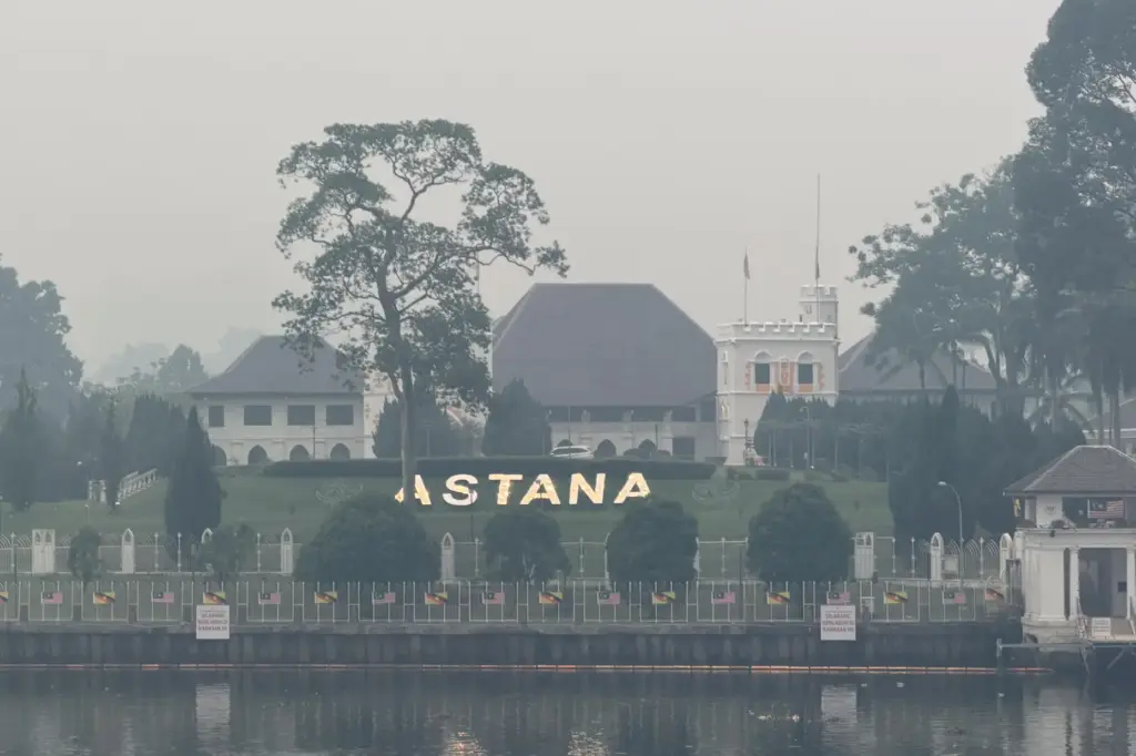 Sarawak Astana government building is shrouded in thick haze in...