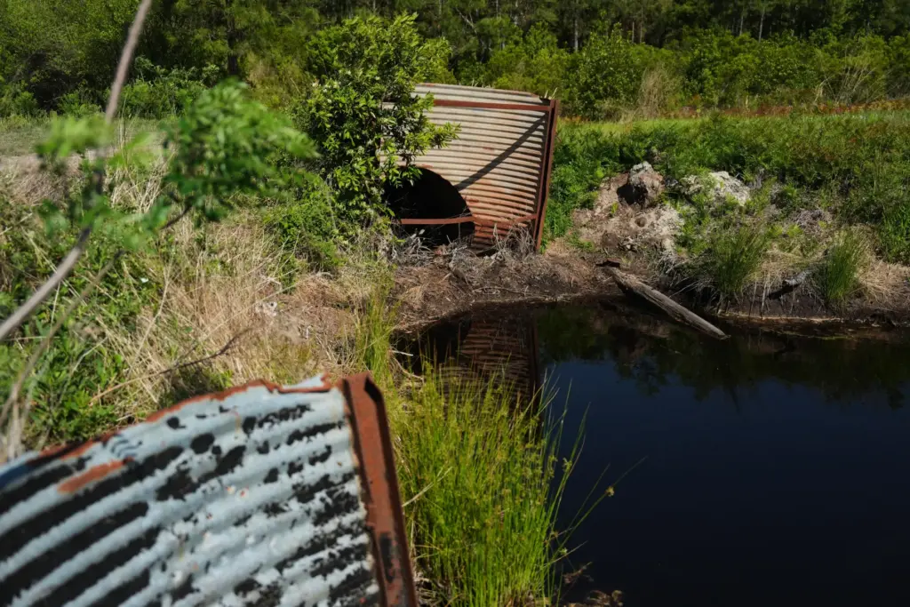 Old water control structures sit in disrepair Tuesday, May 5,...