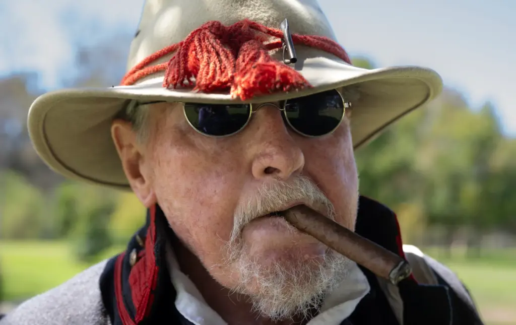 Civil War reenactor Doug Carroll, a major with the 3rd...