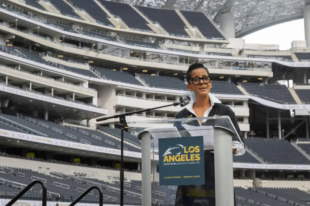 LA84 Foundation President Renata Simril speaks during the Road to...