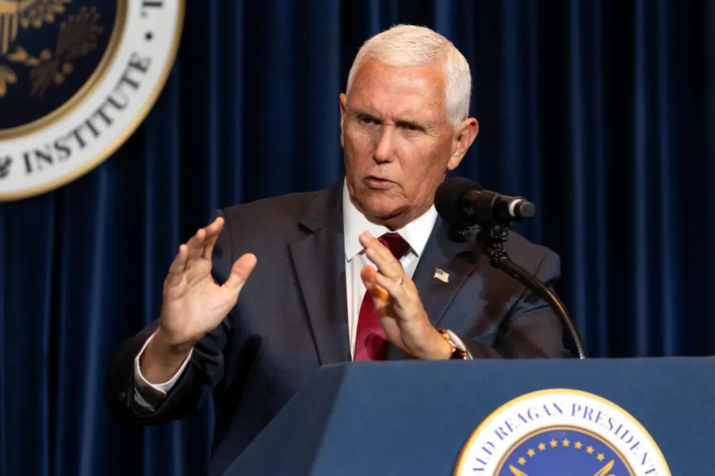 Former Vice President Mike Pence speaks at the Ronald Reagan...
