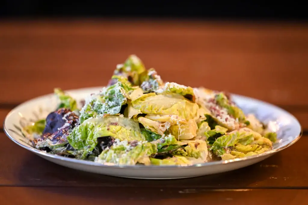 Little Gem Salad; black vinegar caesar, preserved lemon, shallot confit,...