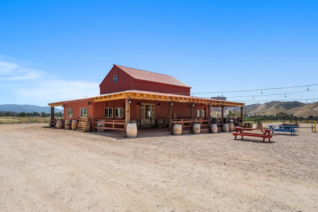 The exterior of the two-story event barn. (Photo by Dusan...