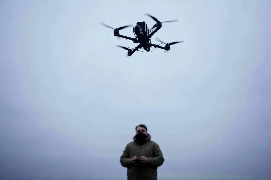 A serviceman controls an FPV drone of “General Cherry” company...