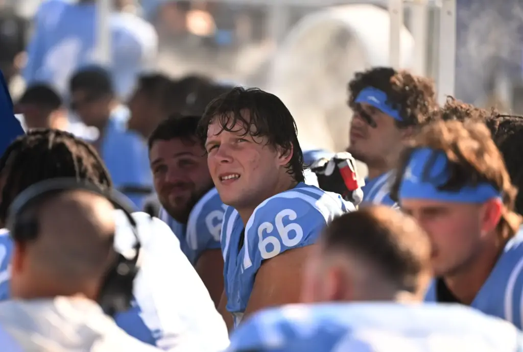 UCLA offensive lineman Jensen Somerville (66) plays against Michigan State...