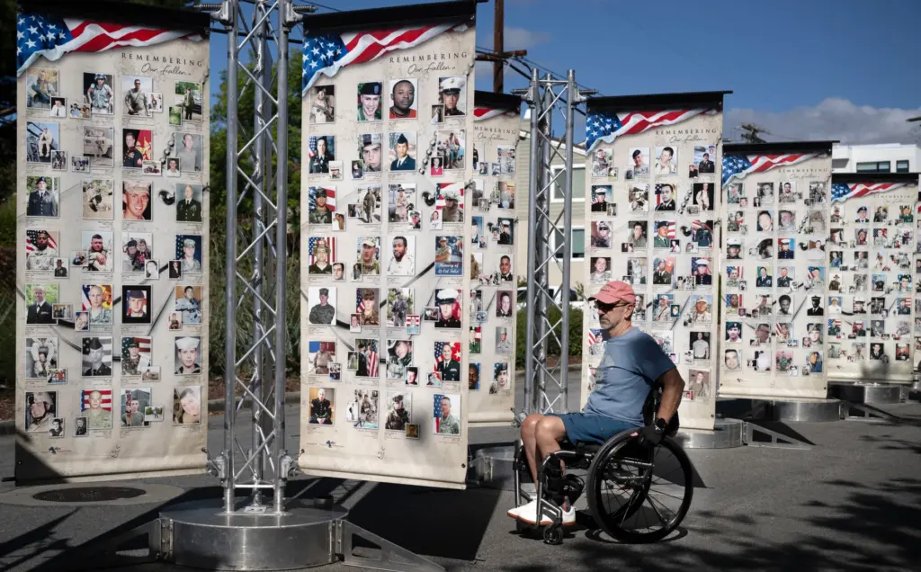 U.S. Coast Guard veteran Patric McNeff looks over the “Remembering...