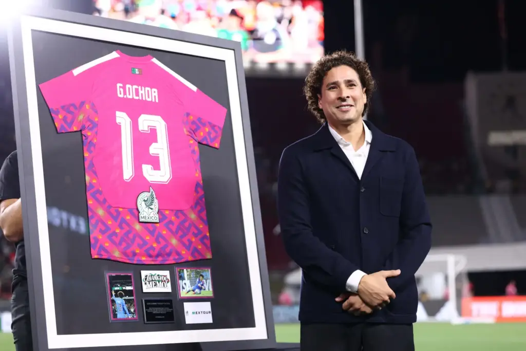 Former Mexico goalkeeper Guillermo Ochoa poses for a portrait during...