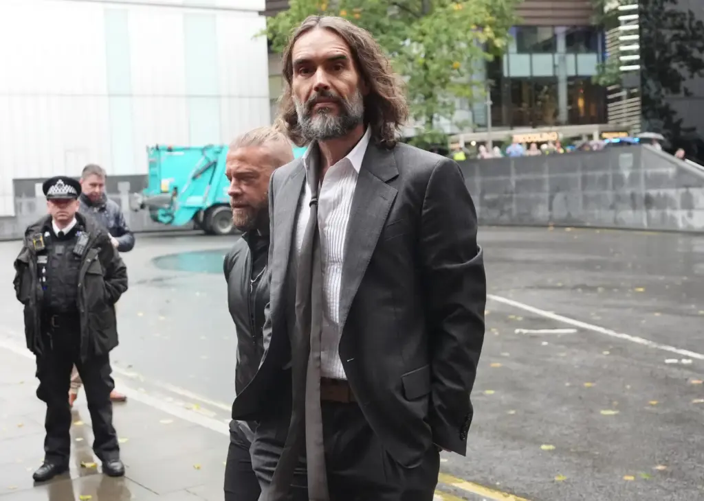 Russell Brand arrives at Southwark Crown Court, London.