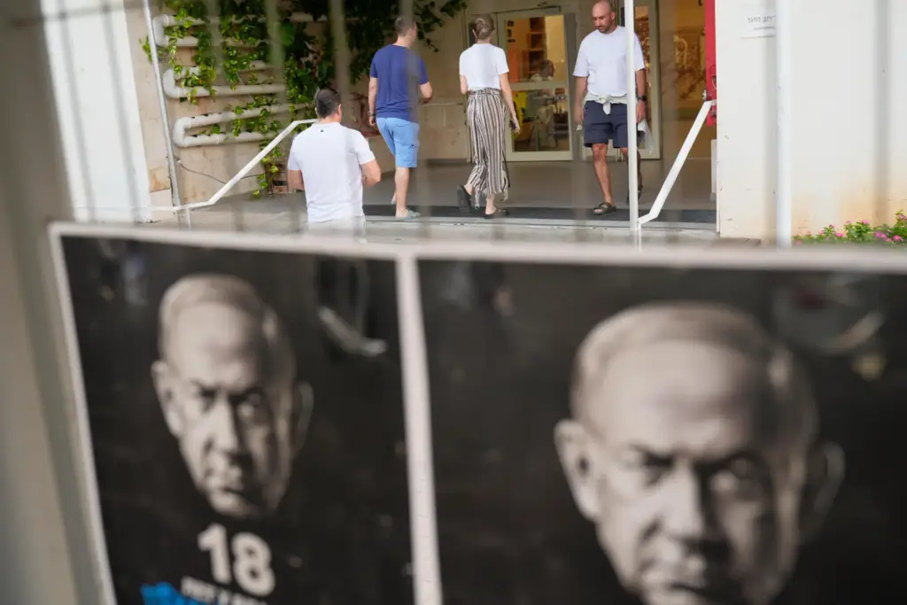 Voters arrive to cast their ballots in Israel's general election.