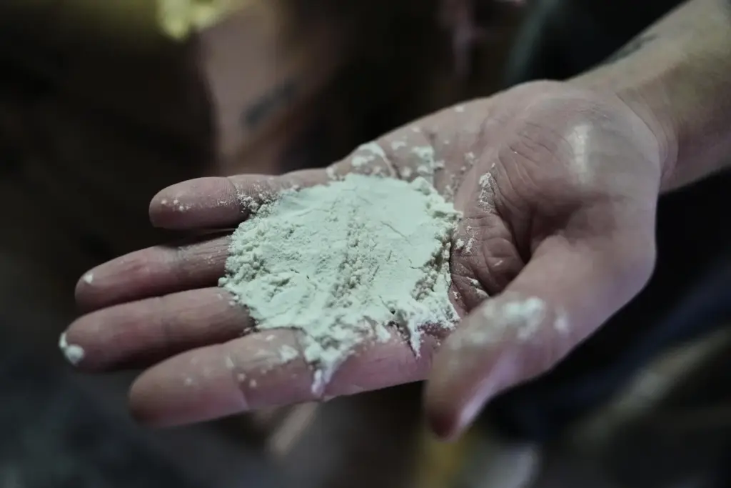 Eric Gifford, head miller at The Birkett Mills, holds buckwheat flour.
