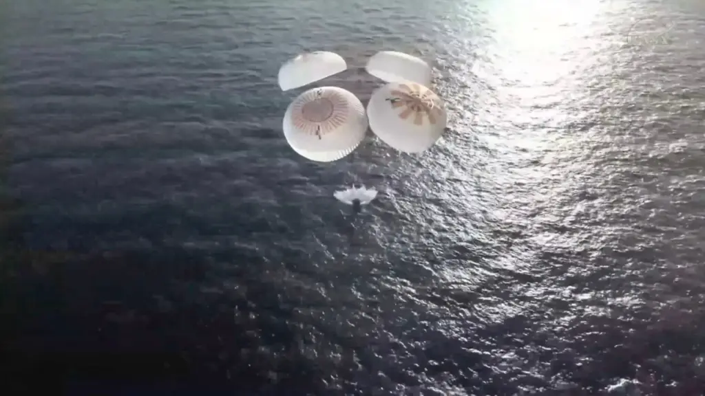 In this image from video provided by SpaceX and NASA,...