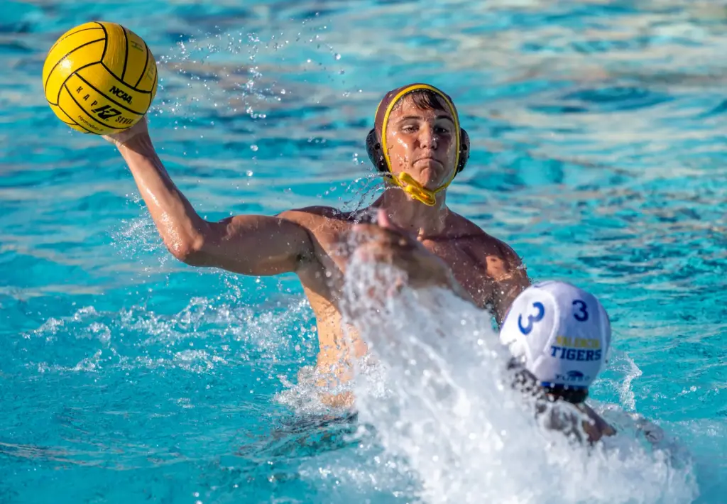 Laguna Hillsâ Will Barney shoots on goal during a nonleague...