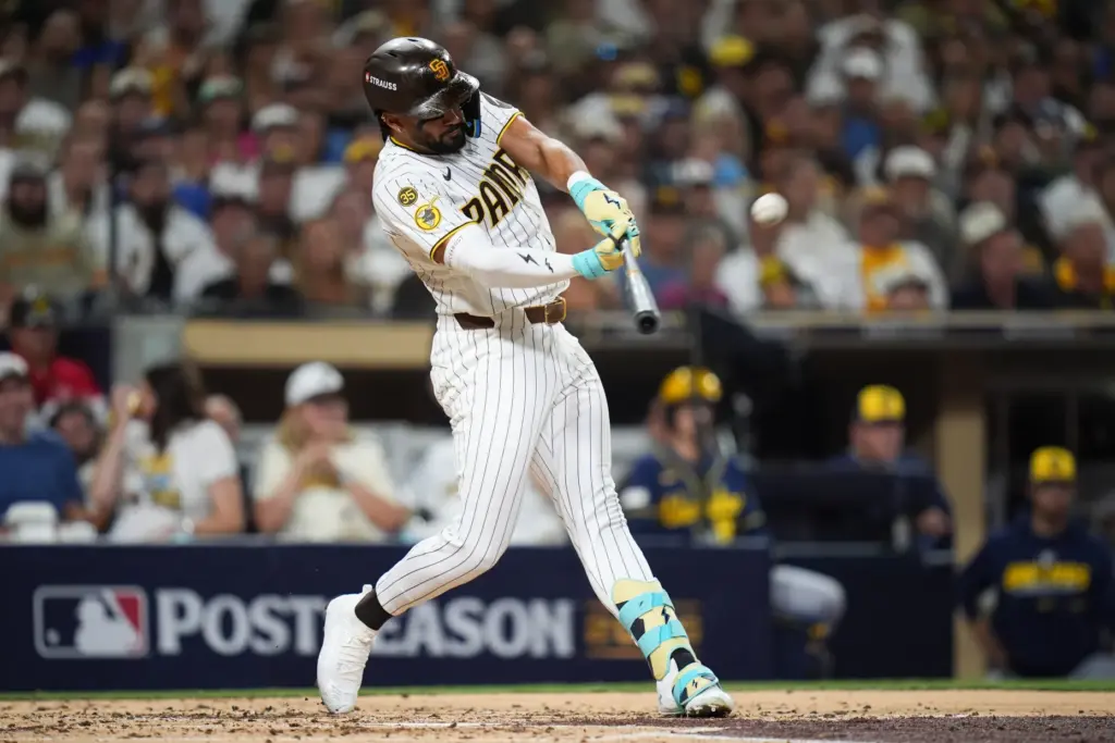 San Diego Padres star Fernando Tatis Jr. hits a home...