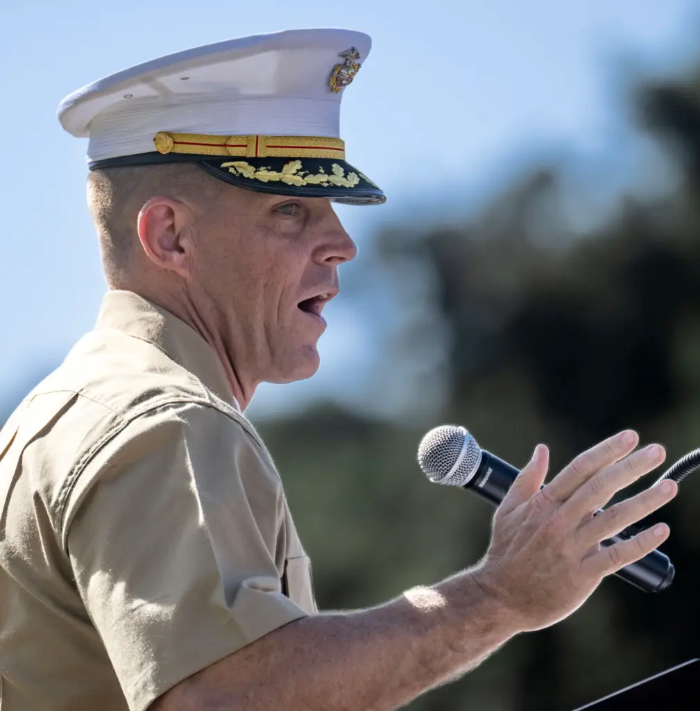 Col. George Flynn, commanding officer of the 5th Marine Regiment,...