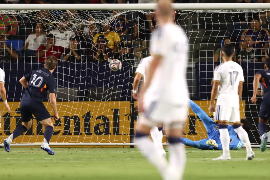 San Diego FC forward Anders Dreyer (10) scores a goal...