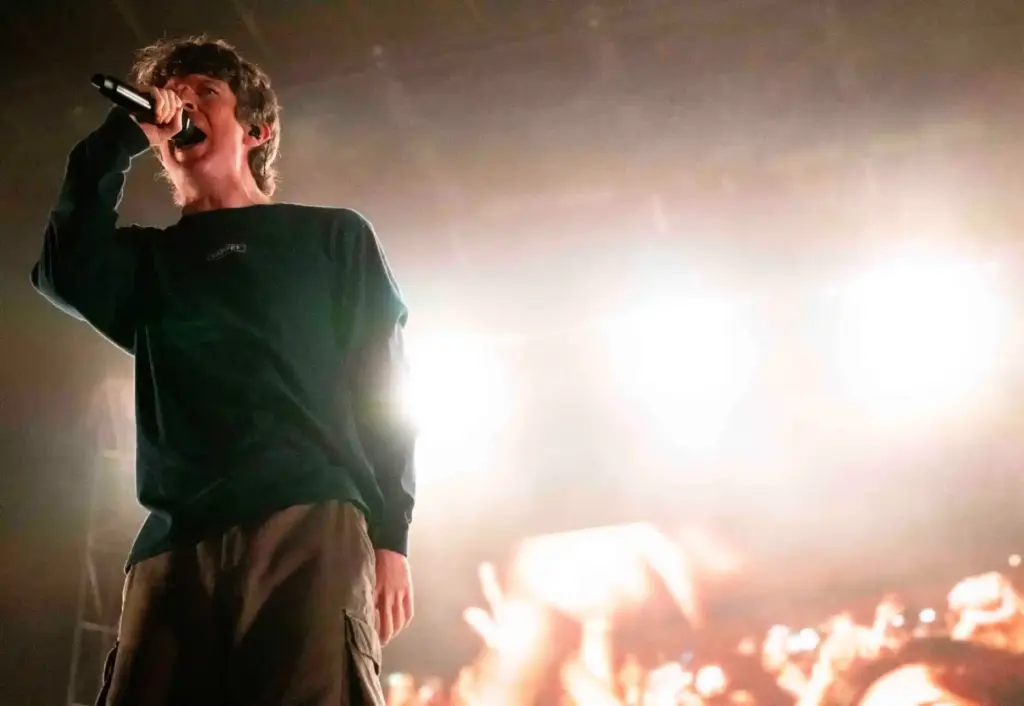 Turnstile vocalist Brendan Yates sings during the bandâs Never Enough...