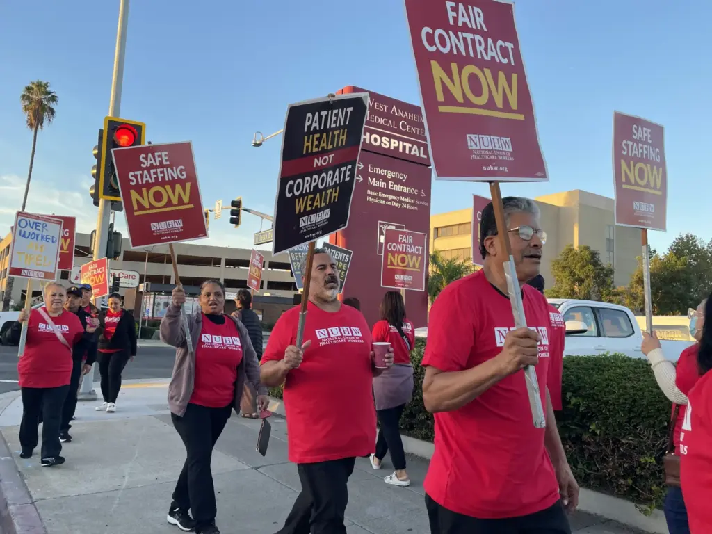 Above, the union representing 287 nurses at the West Anaheim...