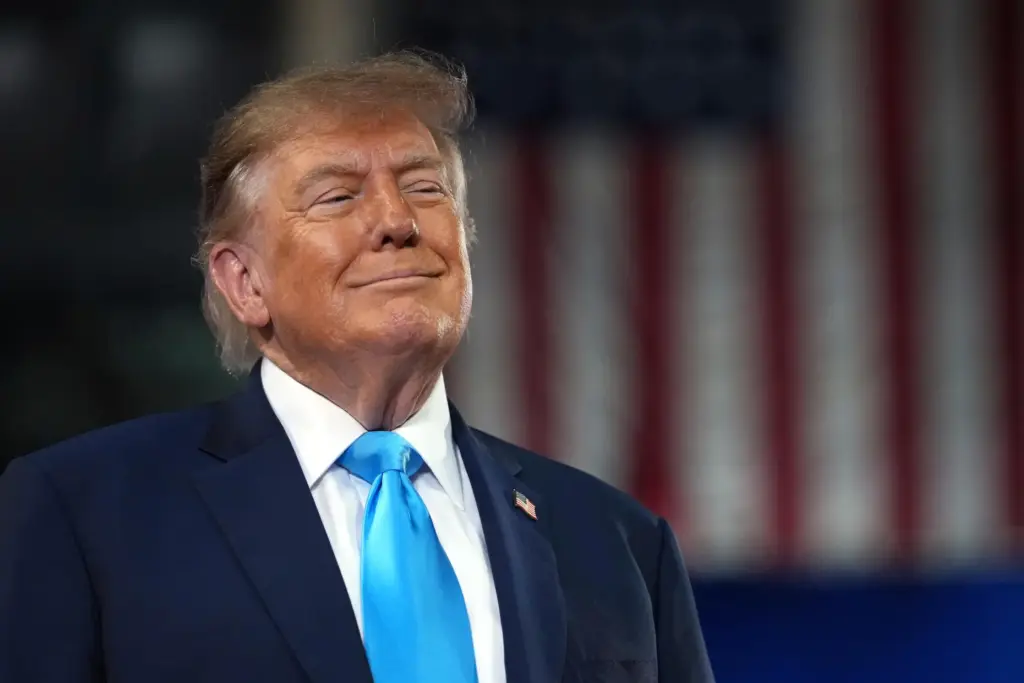 President Donald Trump arrives to speak at a campaign rally...