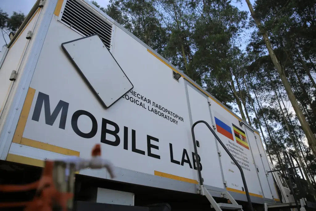 A mobile lab is set up to test for Ebola...